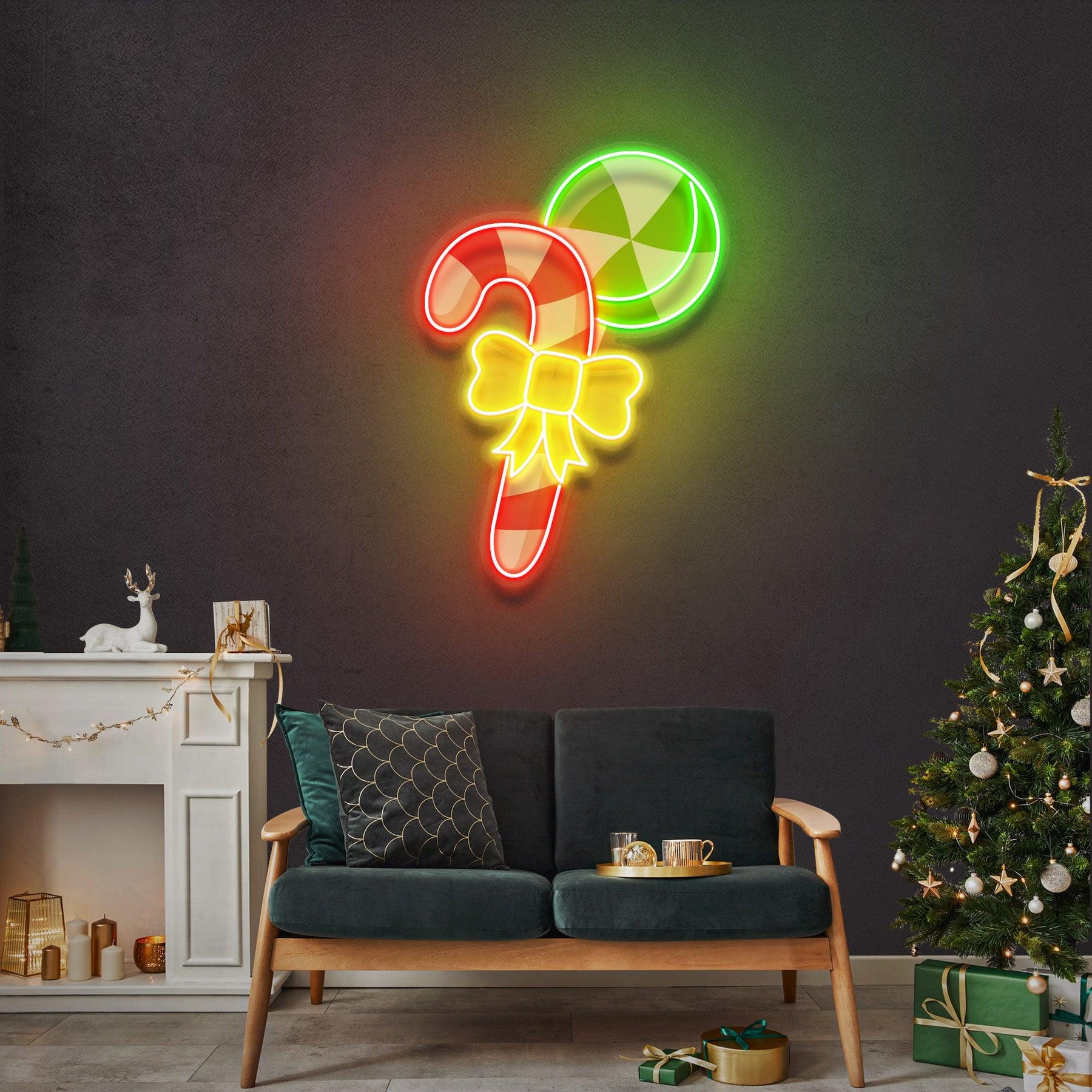 Christmas Candy Cane Neon Sign