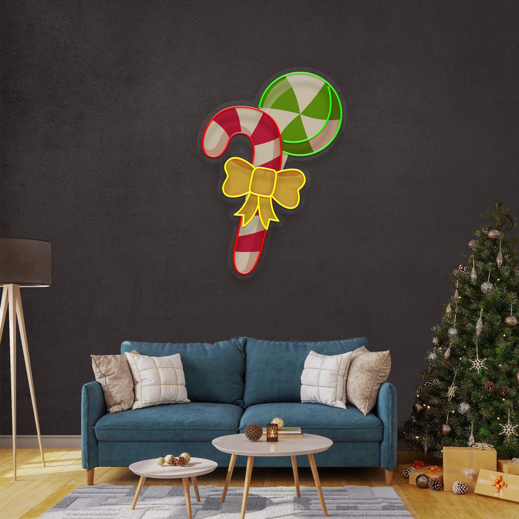 Christmas Candy Cane Neon Sign