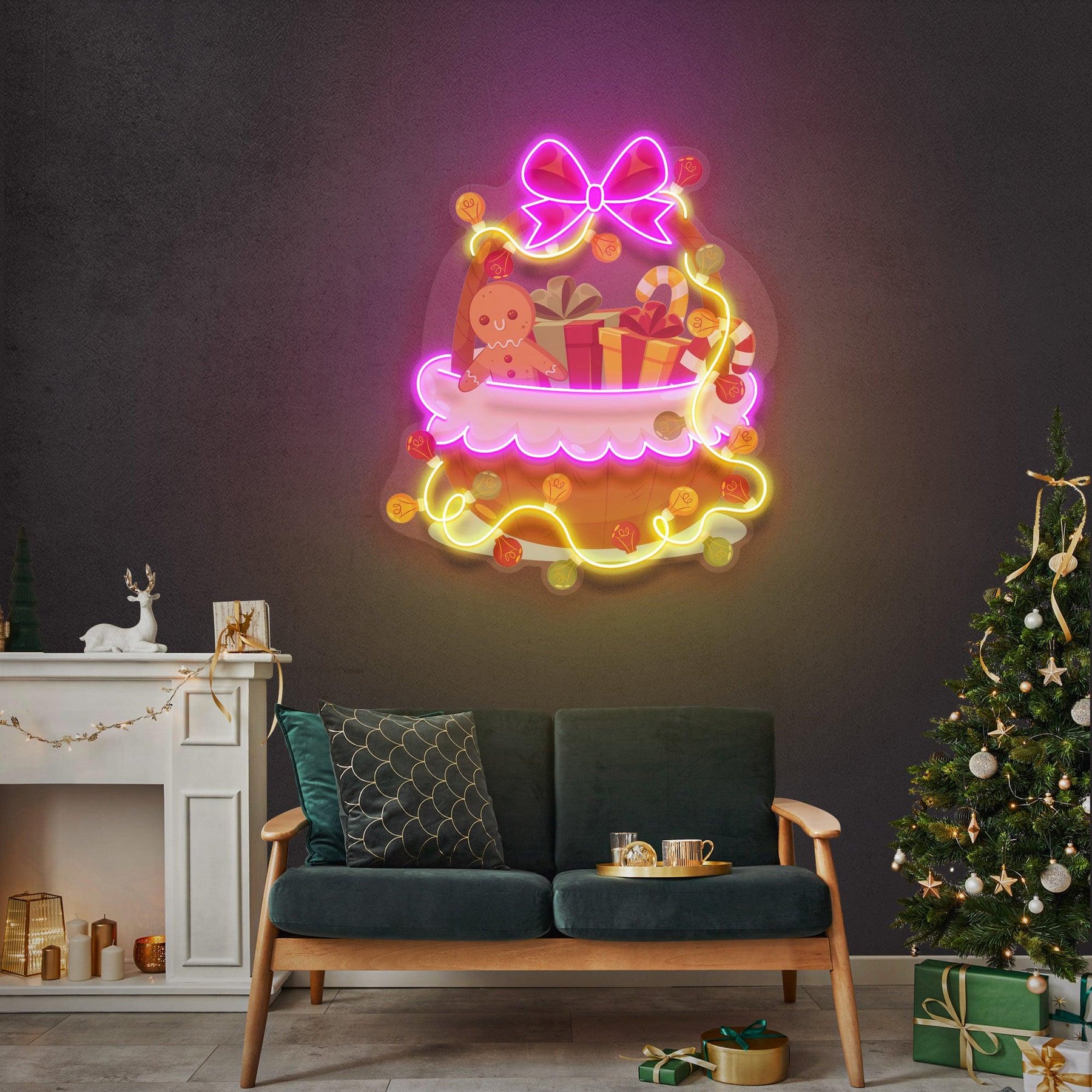 Christmas Gift Basket Neon Sign