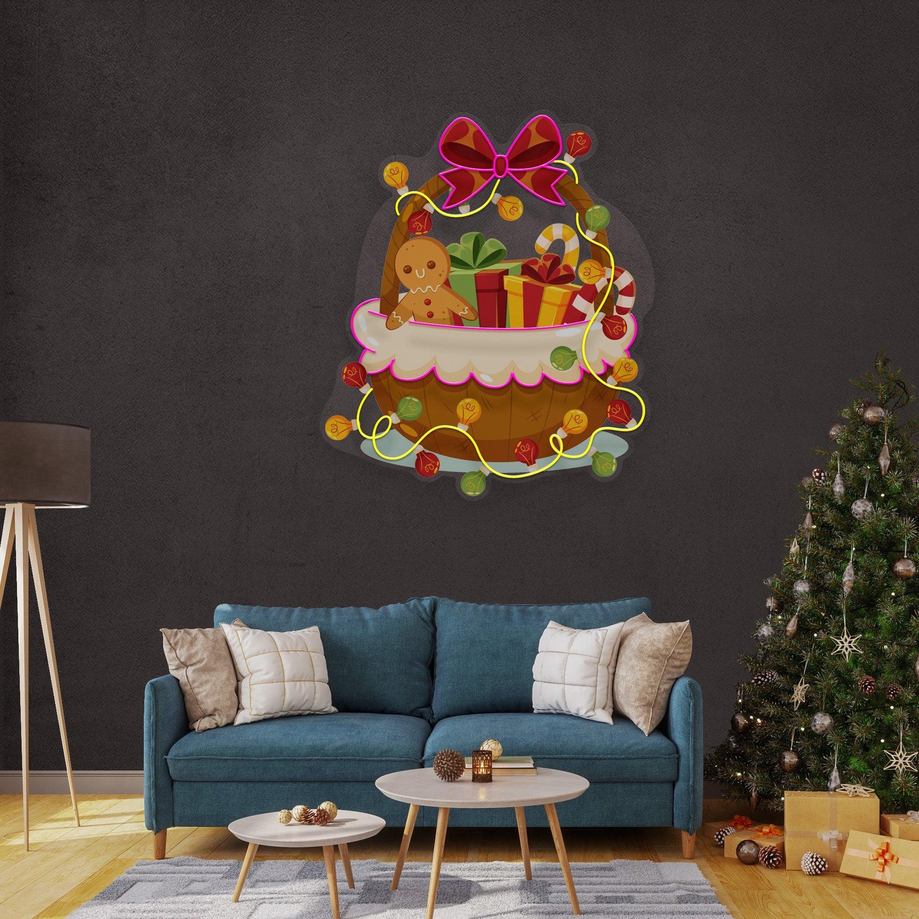 Christmas Gift Basket Neon Sign