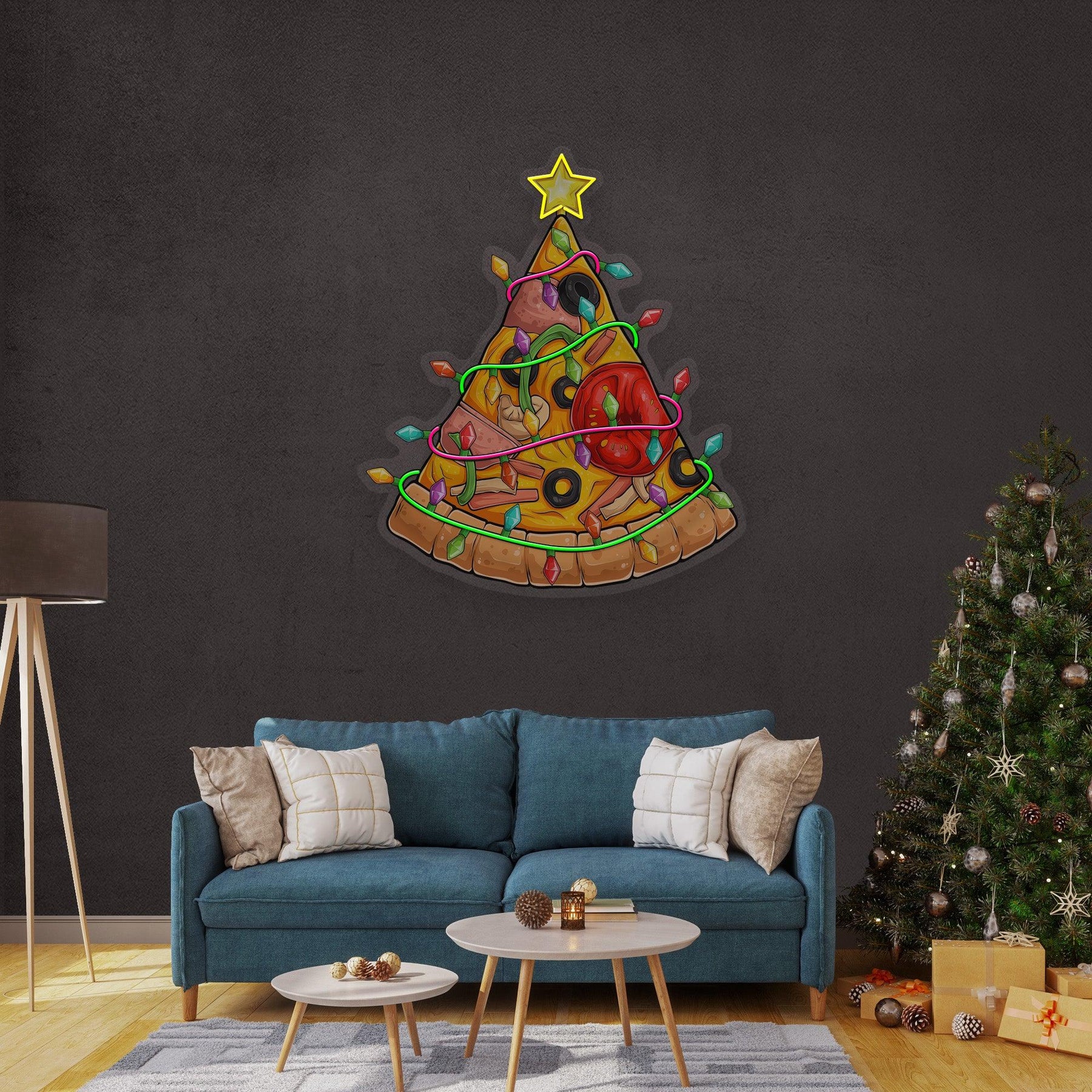 Christmas Pizza Tree Neon Sign