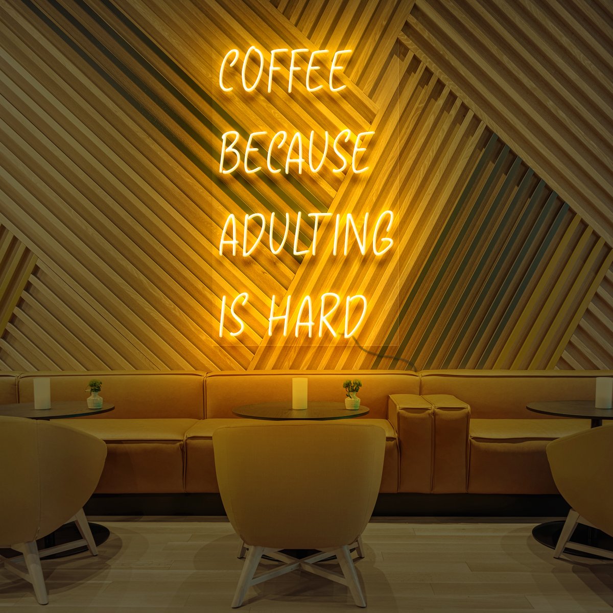 "Coffee, Because Adulting is Hard" Neon Sign for Cafés