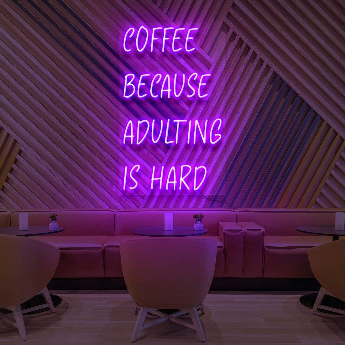 "Coffee, Because Adulting is Hard" Neon Sign for Cafés