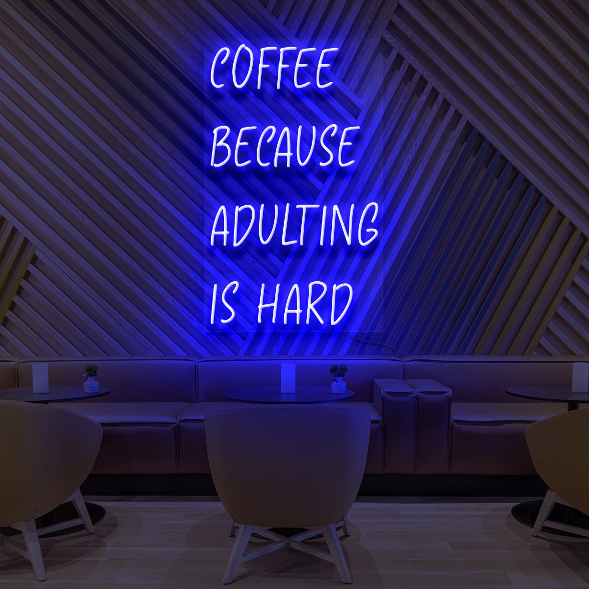 "Coffee, Because Adulting is Hard" Neon Sign for Cafés