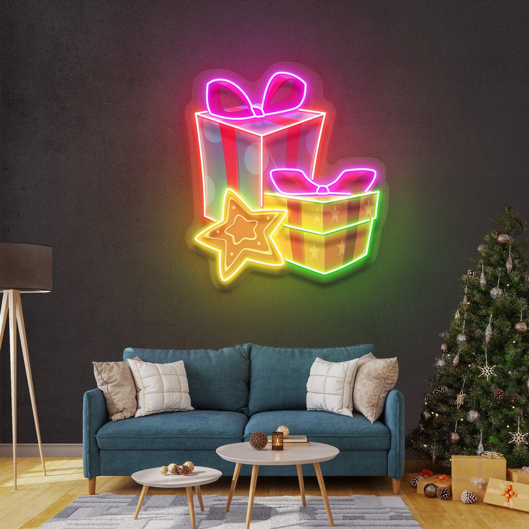 Colorful Christmas Gifts LED Neon Acrylic Artwork
