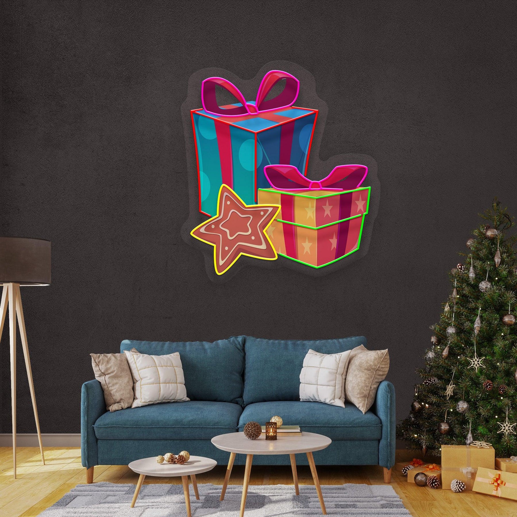Colorful Christmas Gifts LED Neon Acrylic Artwork