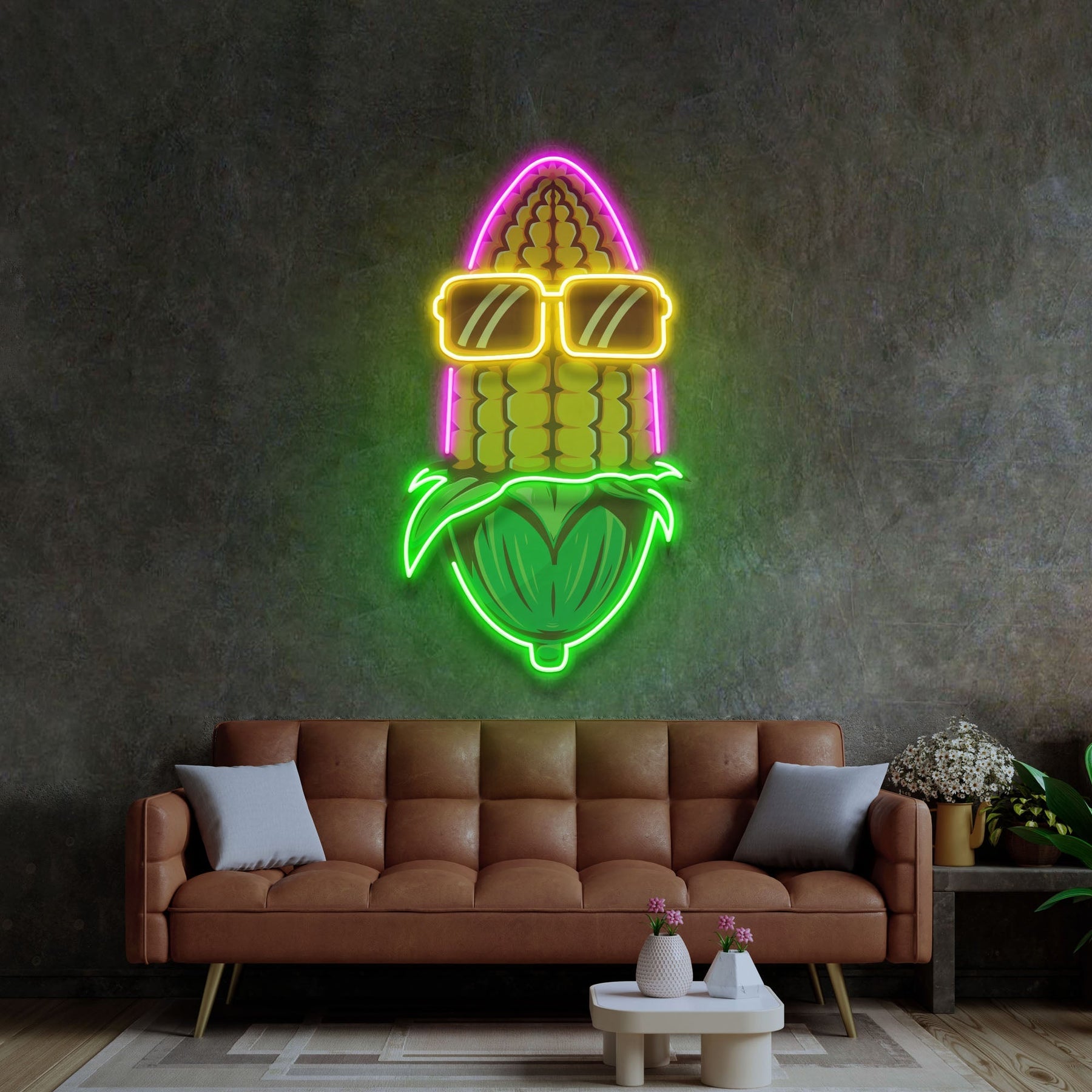 Corn Using Glasses LED Neon Sign Light Pop Art