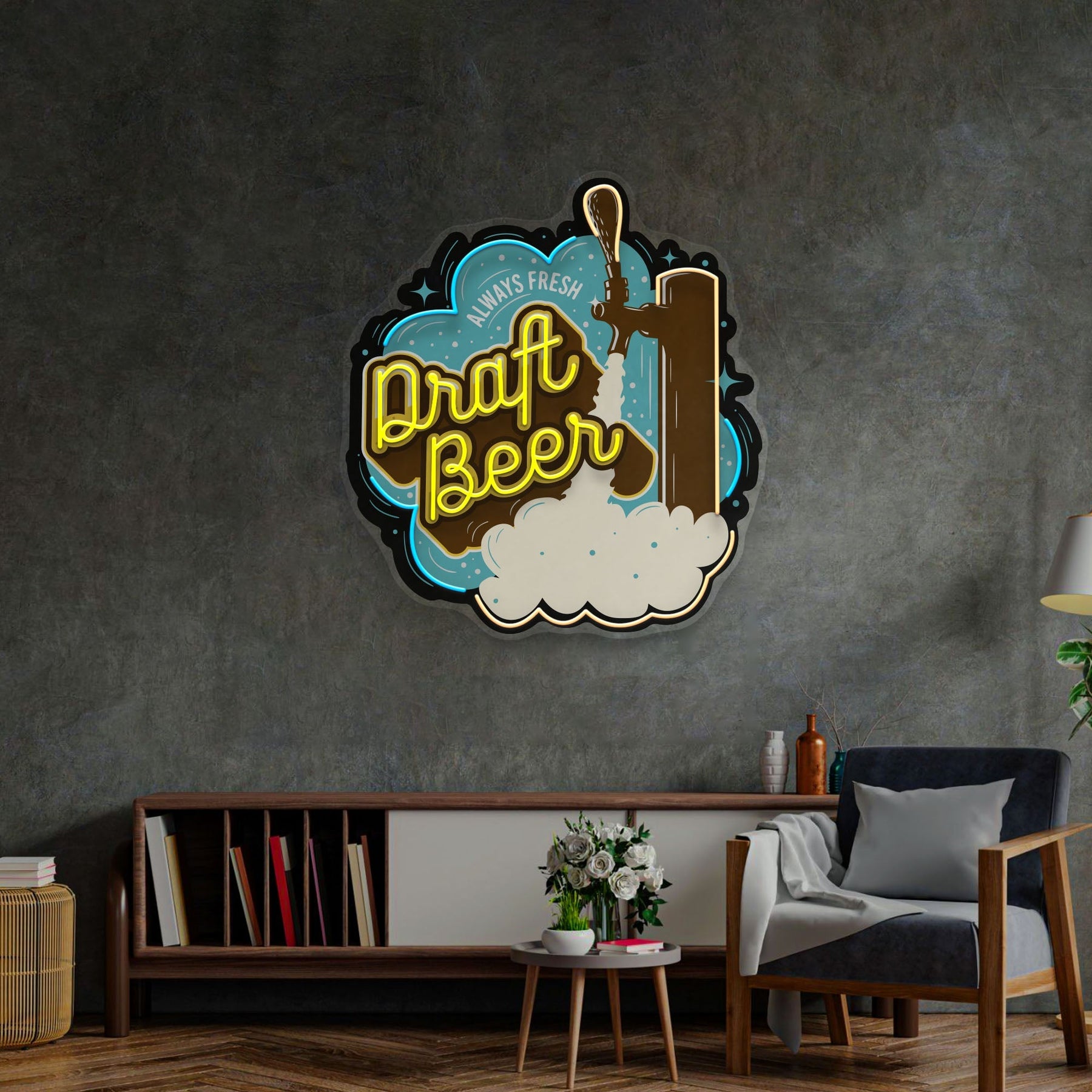 Draft Beer LED Neon Sign Light Pop Art