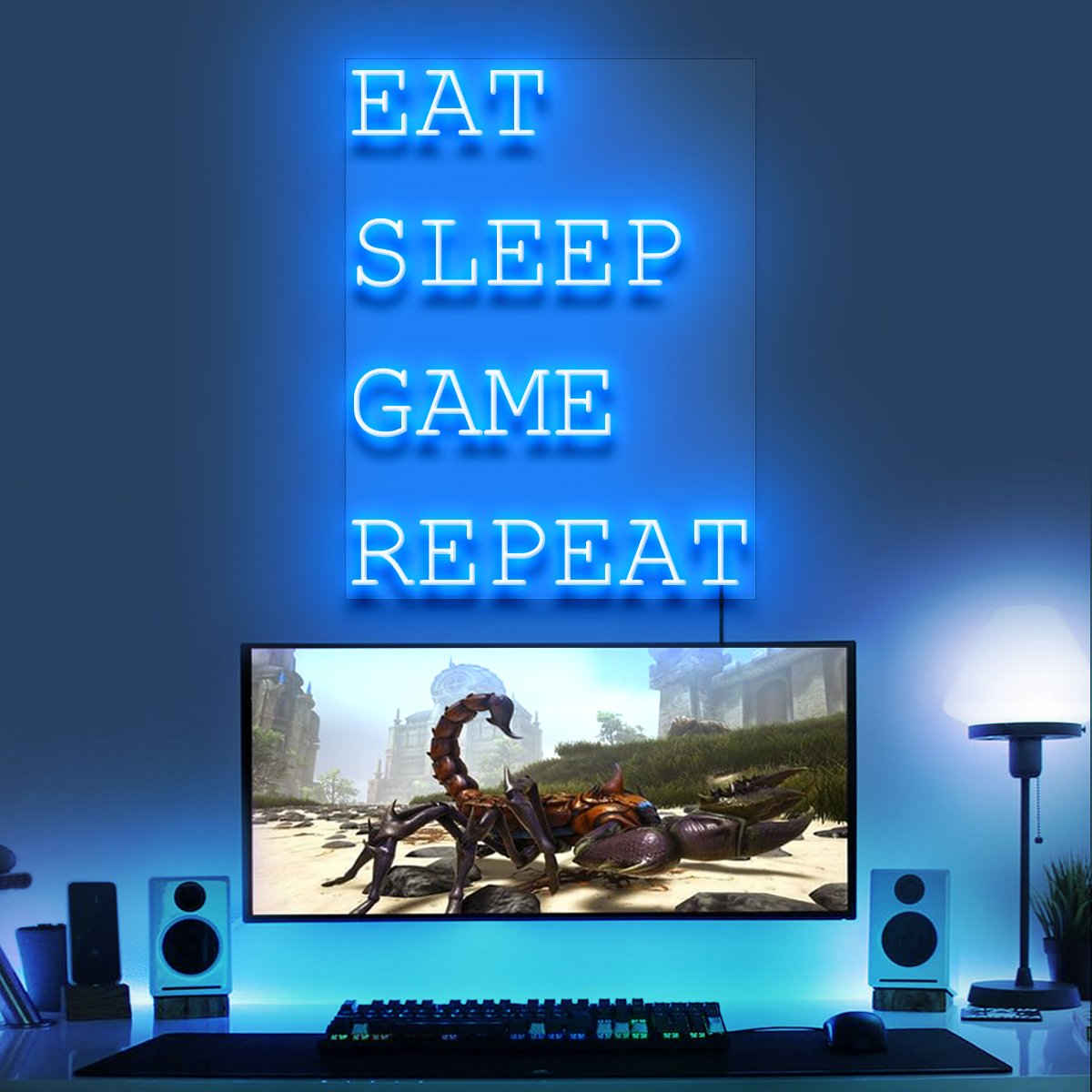 "Eat Sleep Game Repeat" Gaming Neon Sign