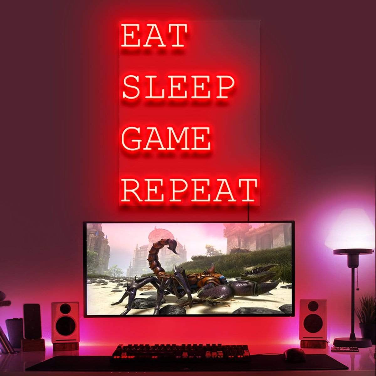 "Eat Sleep Game Repeat" Gaming Neon Sign