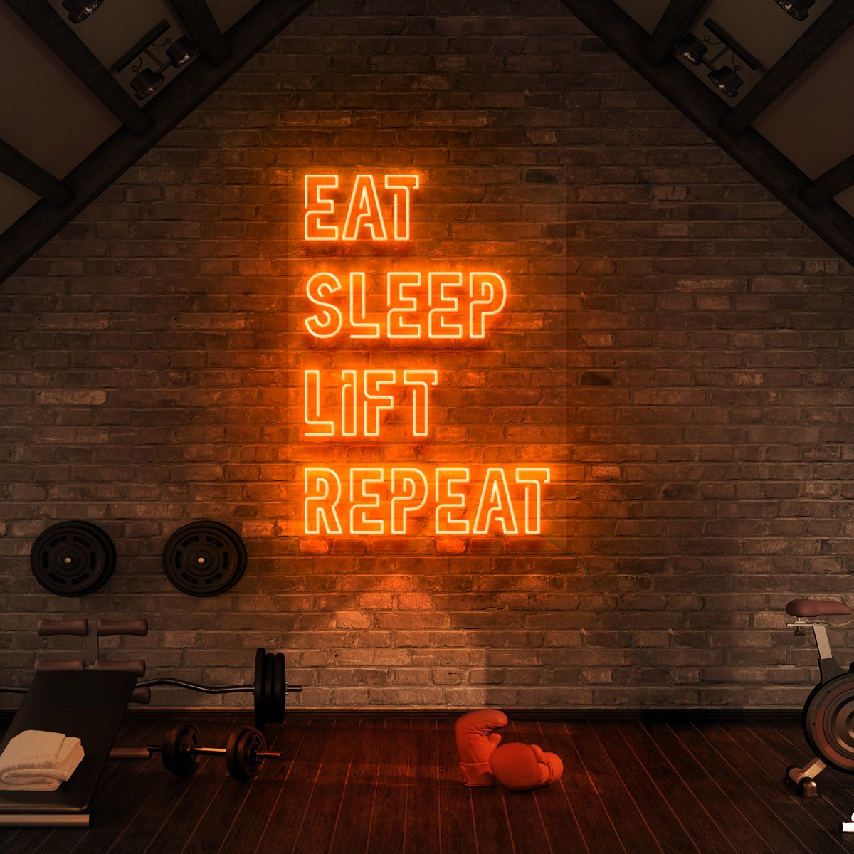 "Eat Sleep Lift Repeat" Neon Sign for Gyms & Fitness Studios