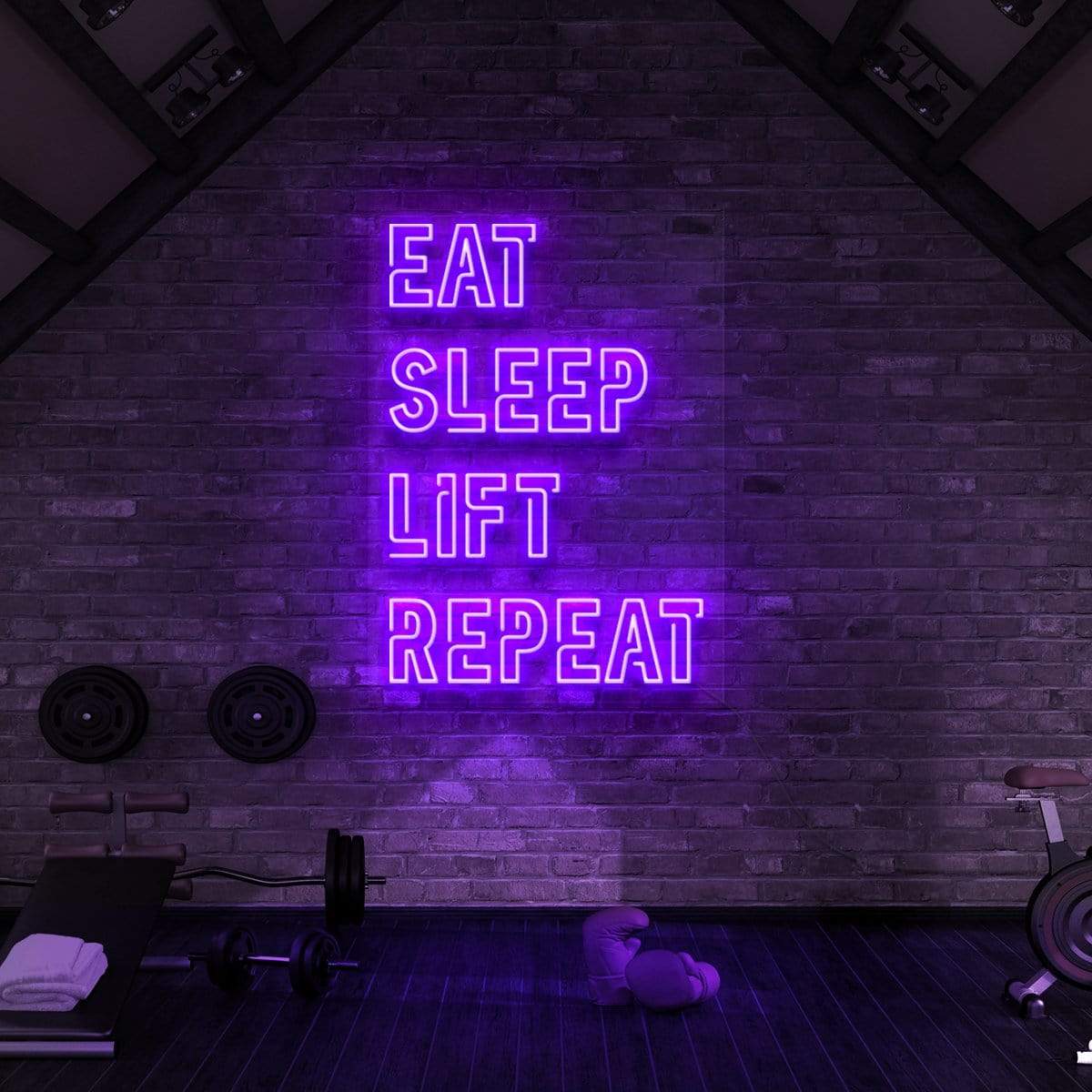 "Eat Sleep Lift Repeat" Neon Sign for Gyms & Fitness Studios