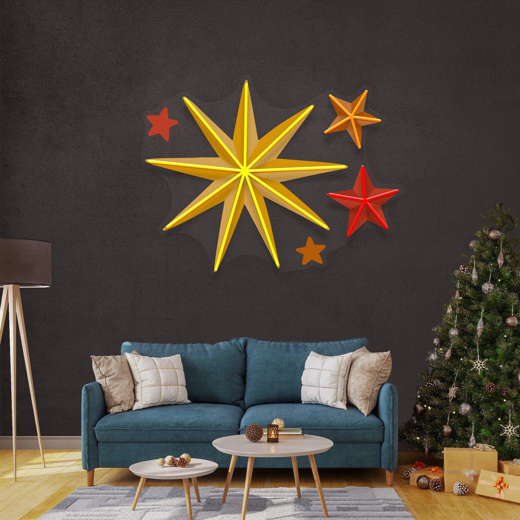 Four Christmas Symbols LED Neon Sign Artwork
