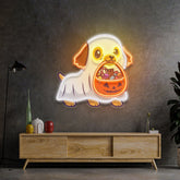 Ghost Dog With Pumpkin LED Neon Sign Light Pop Art
