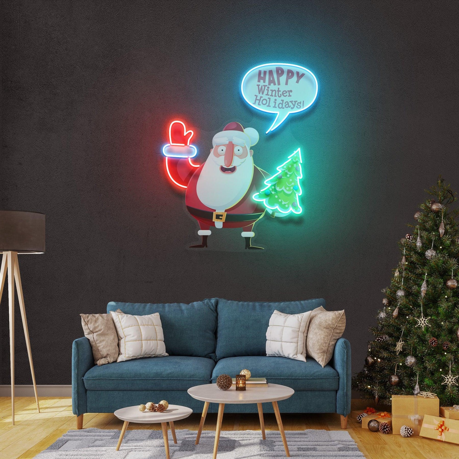 Hello Santa! Christmas Neon Sign