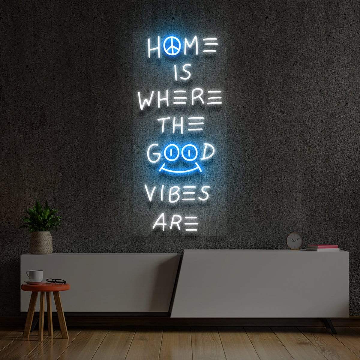 "Home is Where The Good Vibes Are" Multicolour Neon Sign