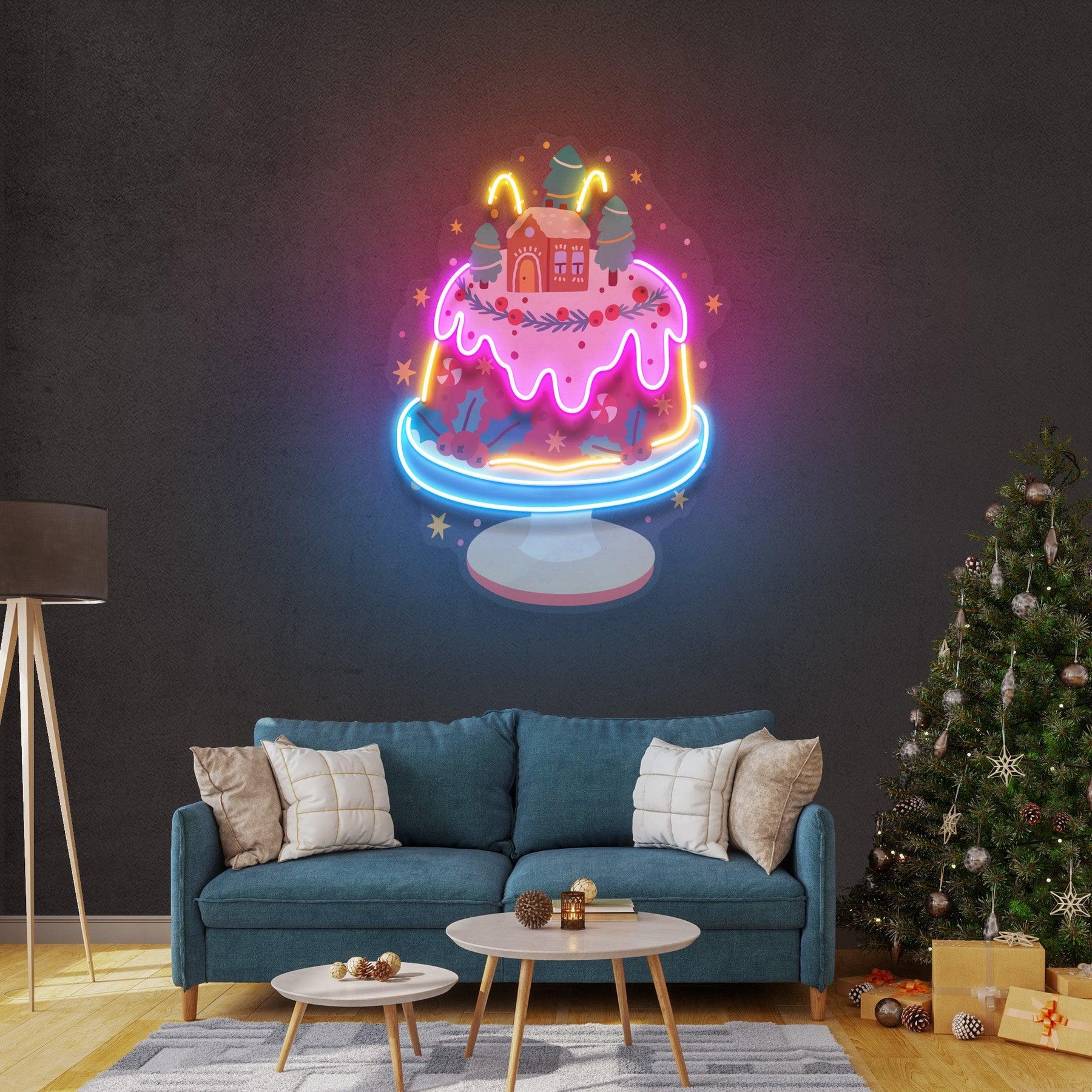 House On Cake Christmas Neon Sign