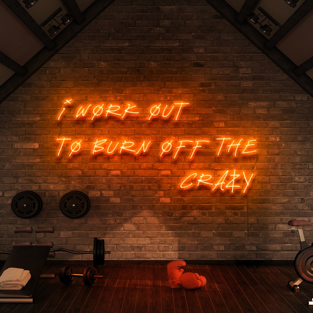 "I Work Out to Burn Off The Crazy" Neon Sign for Gyms & Fitness Studios
