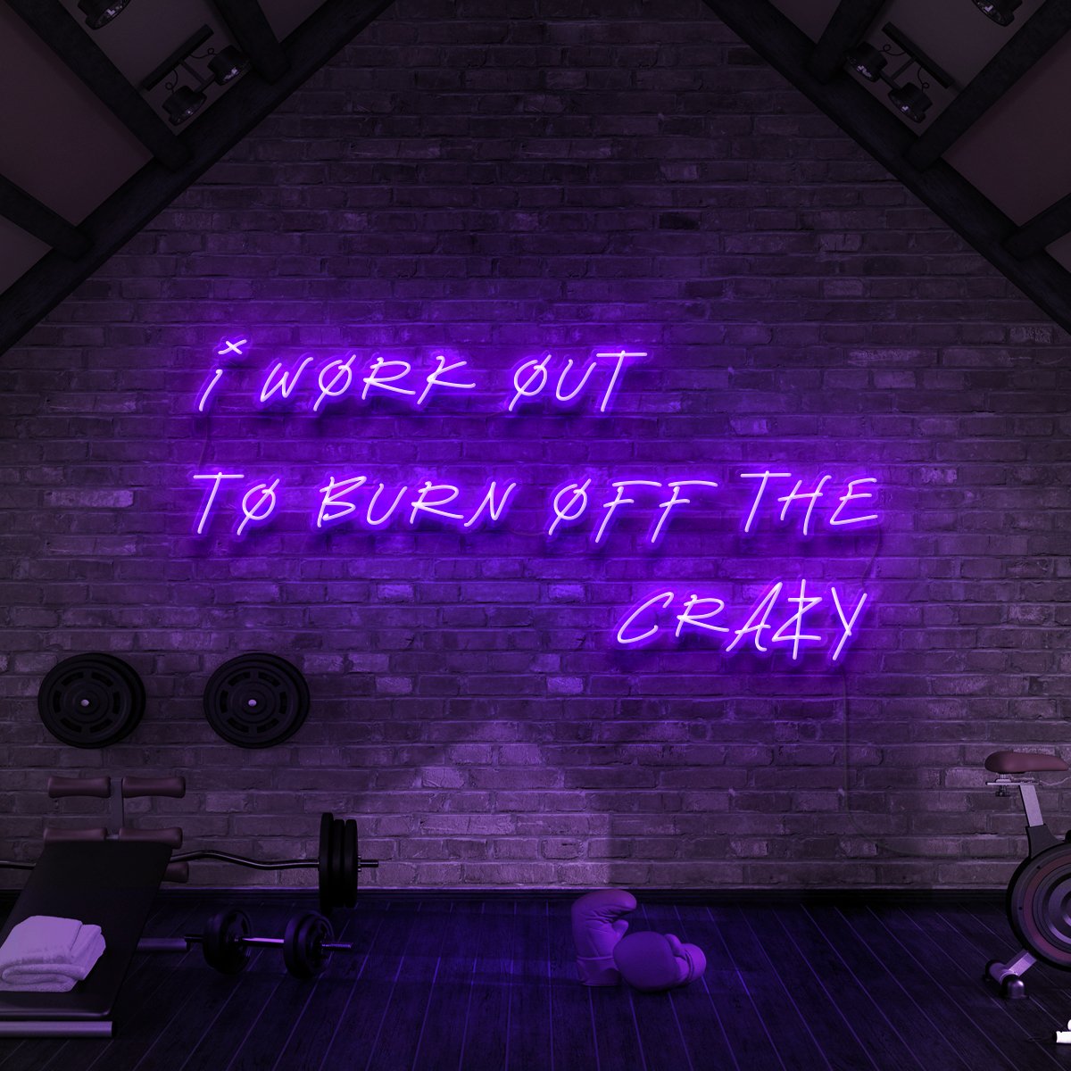 "I Work Out to Burn Off The Crazy" Neon Sign for Gyms & Fitness Studios