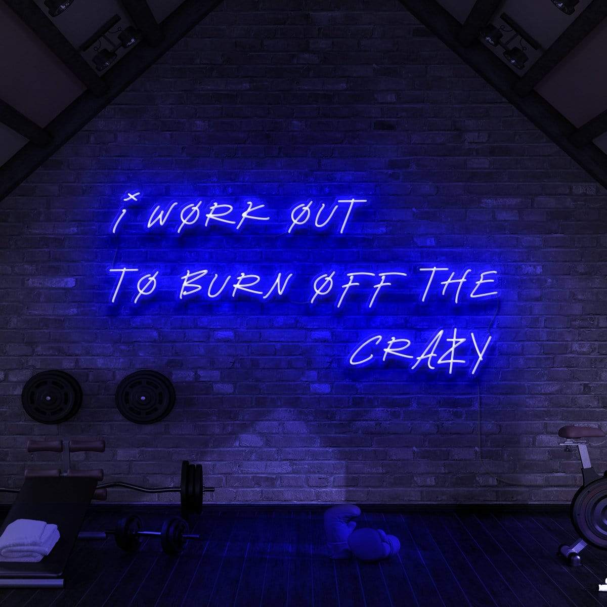 "I Work Out to Burn Off The Crazy" Neon Sign for Gyms & Fitness Studios