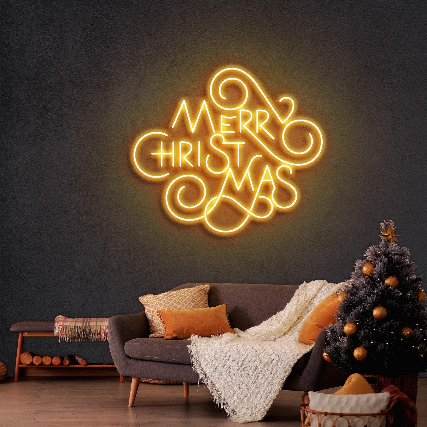 Merry Christmas Typo Neon Sign