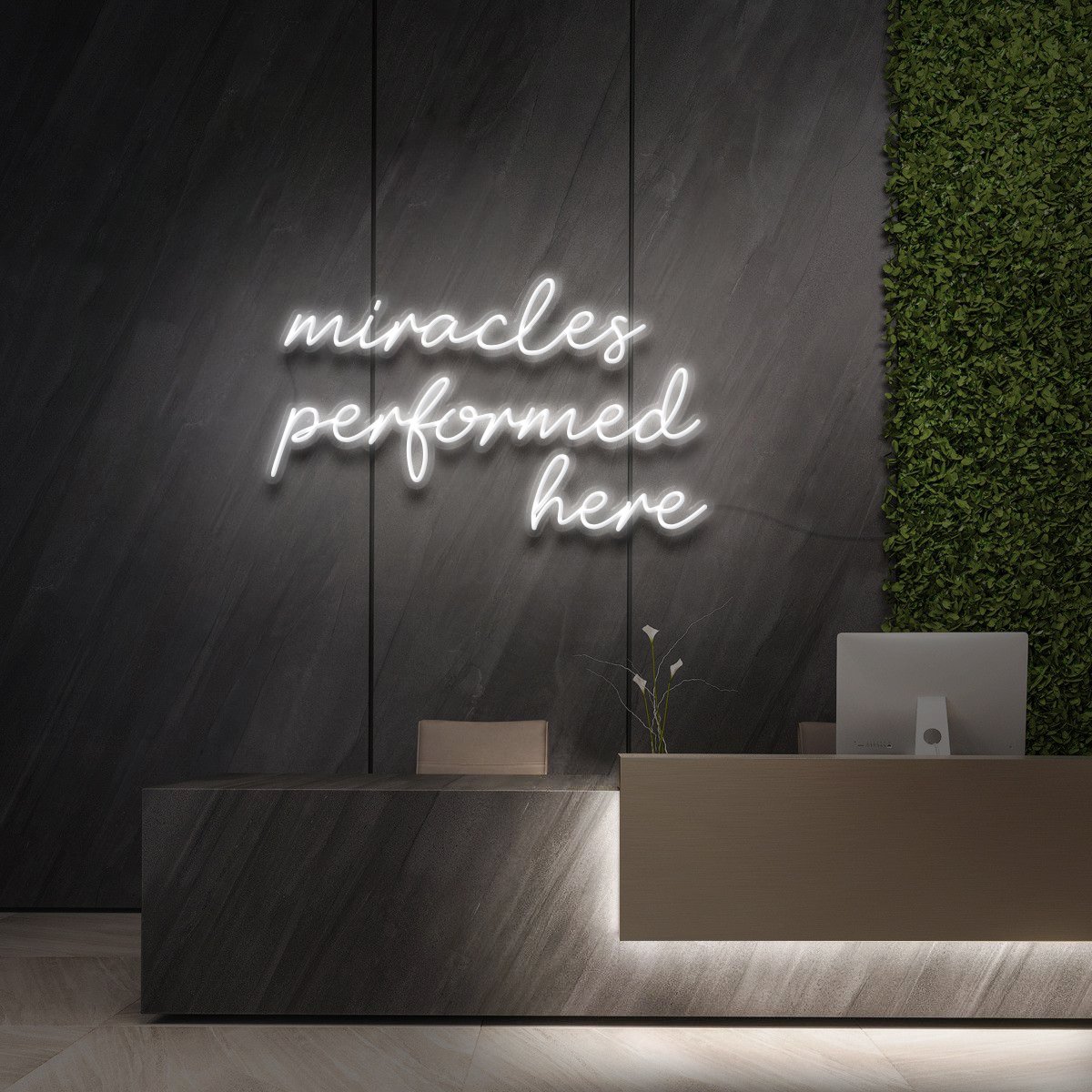 "Miracles Performed Here" Neon Sign for Beauty & Cosmetic Studios