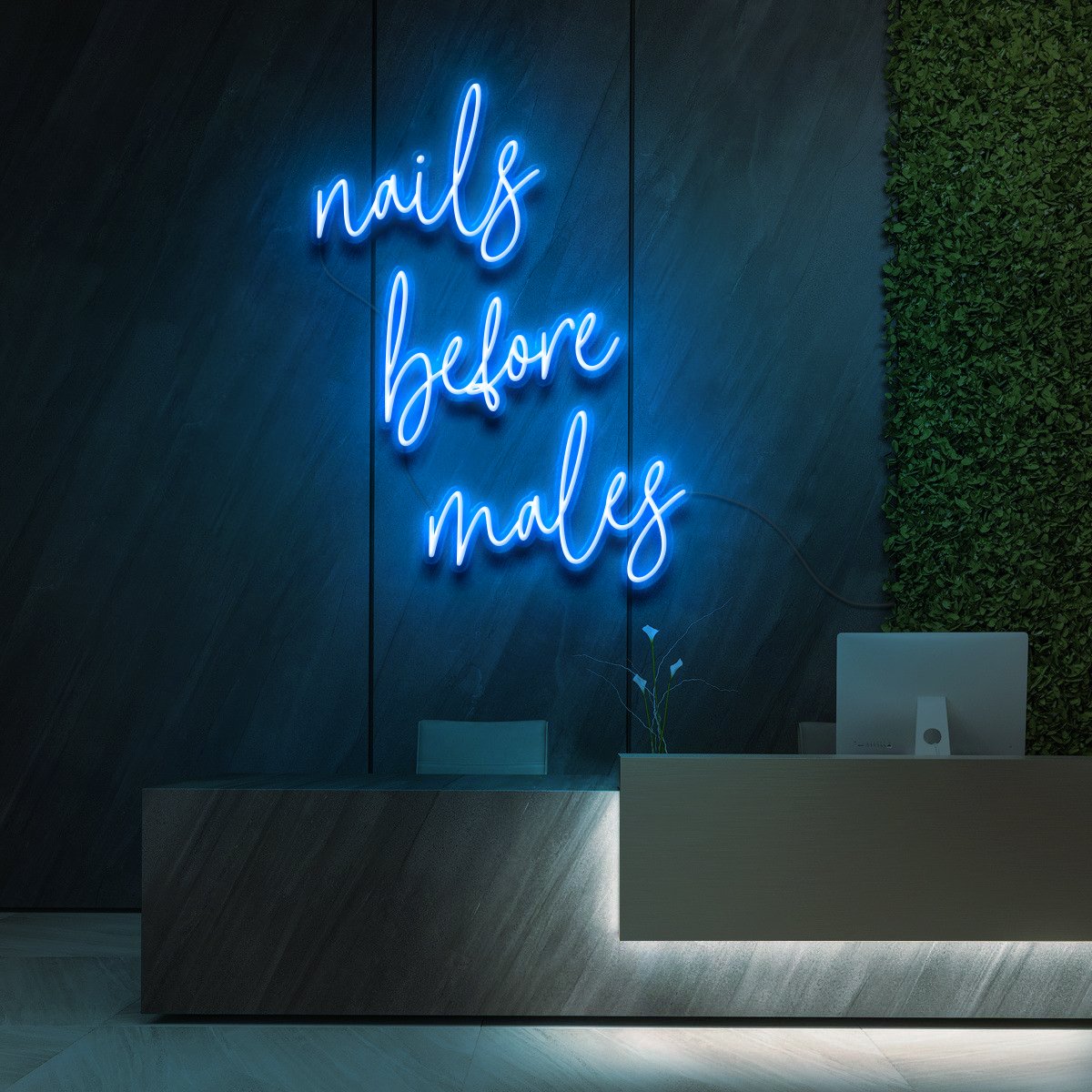 "Nails Before Males" Neon Sign for Beauty & Cosmetic Studios