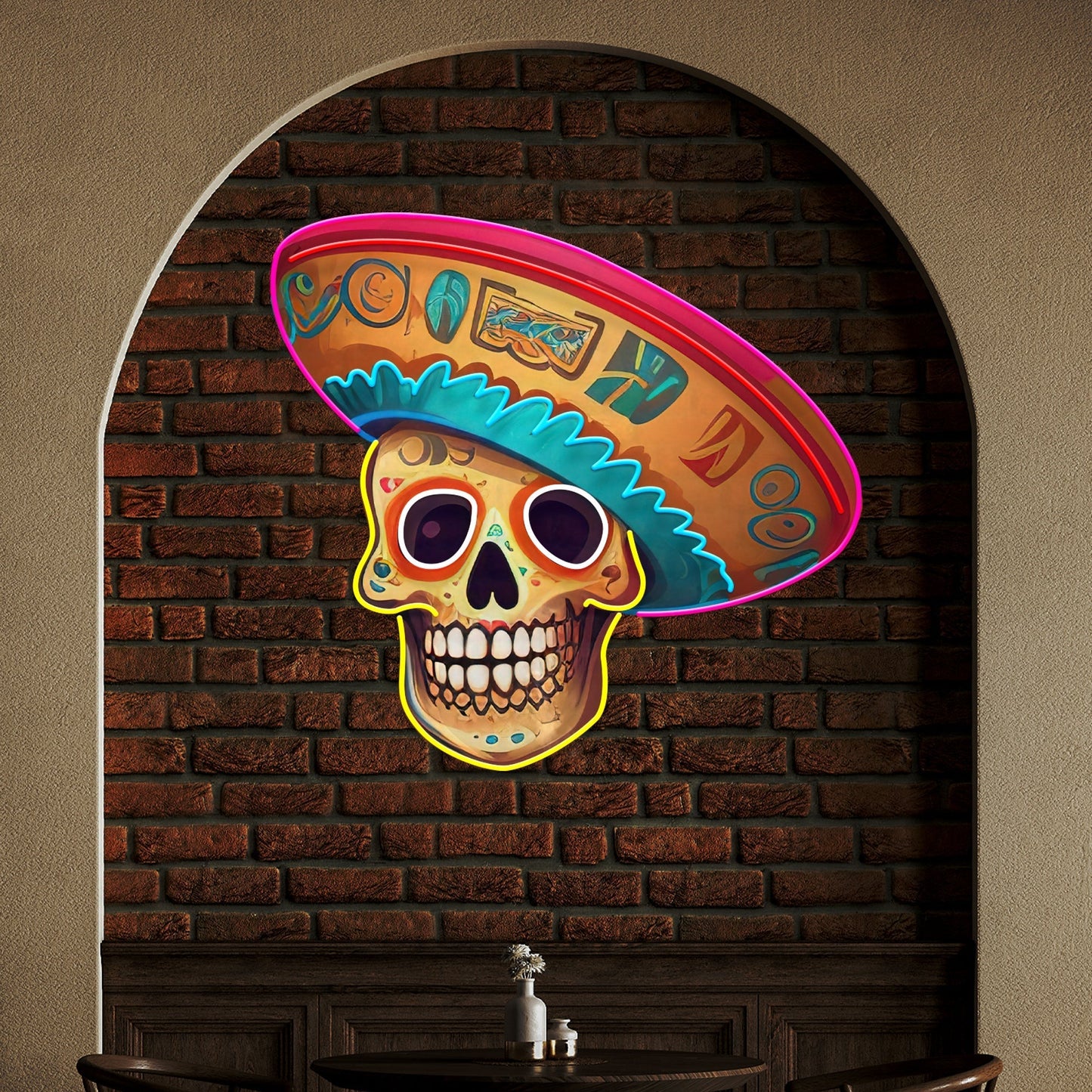 Custom Name Dead Day Party Sugar Skull Or Halloween Holiday Artwork Led Neon Sign Light