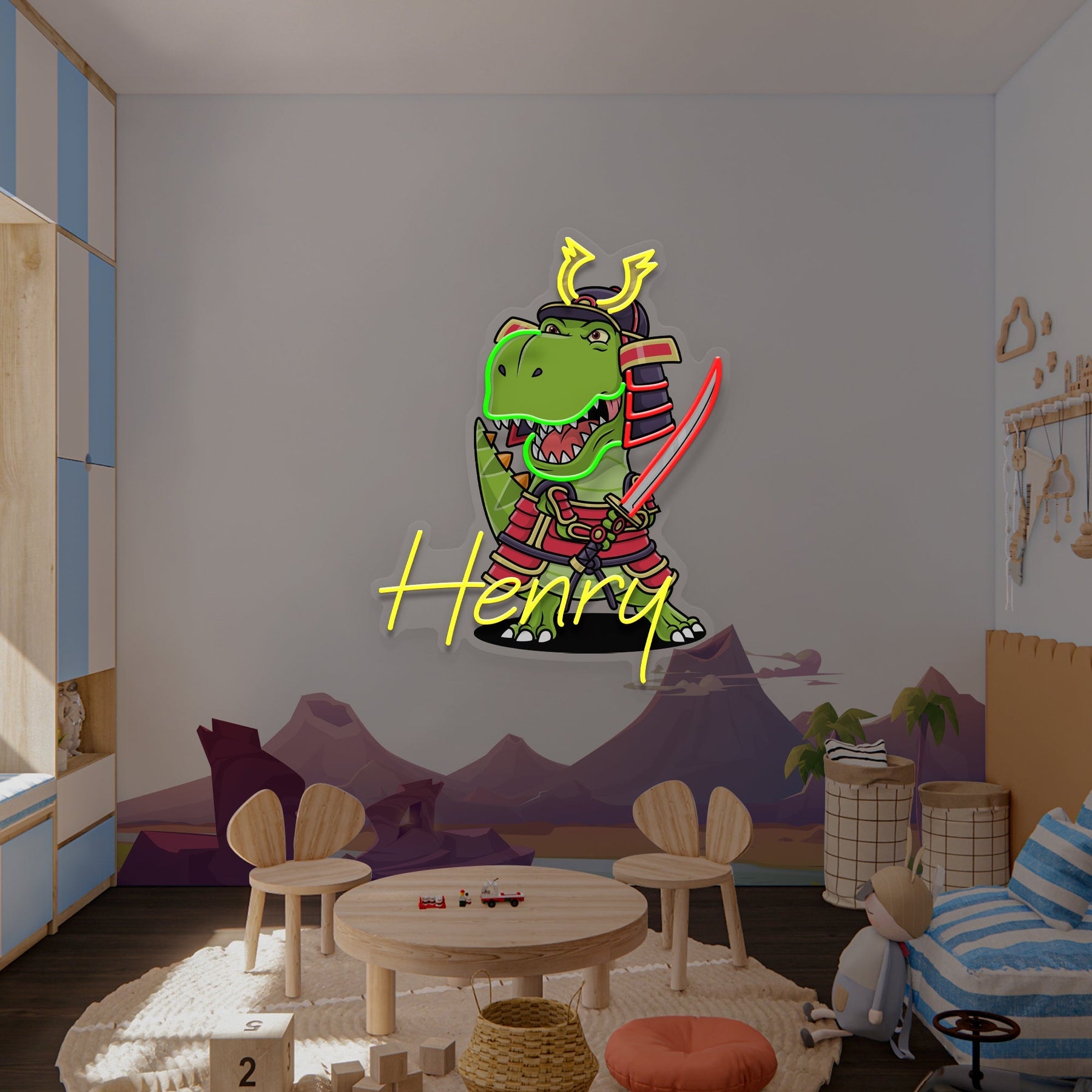 Custom Your Name Samurai For baby decor room Led Neon Sign Light
