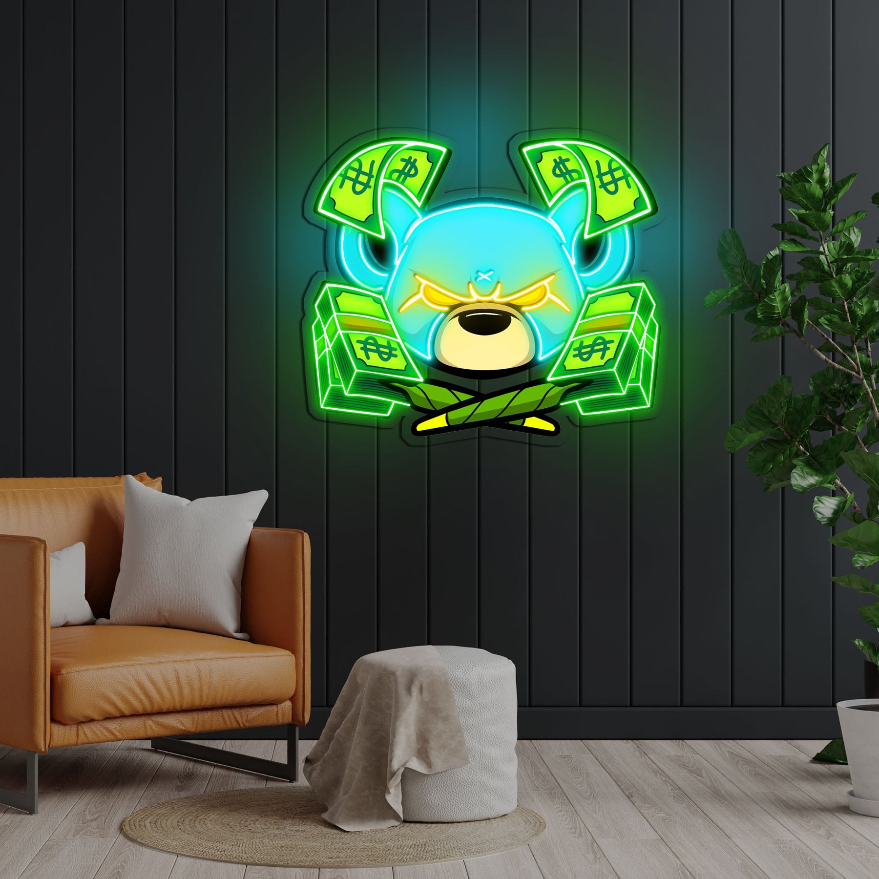 Rat rich cartoon Neon x Acrylic Artwork