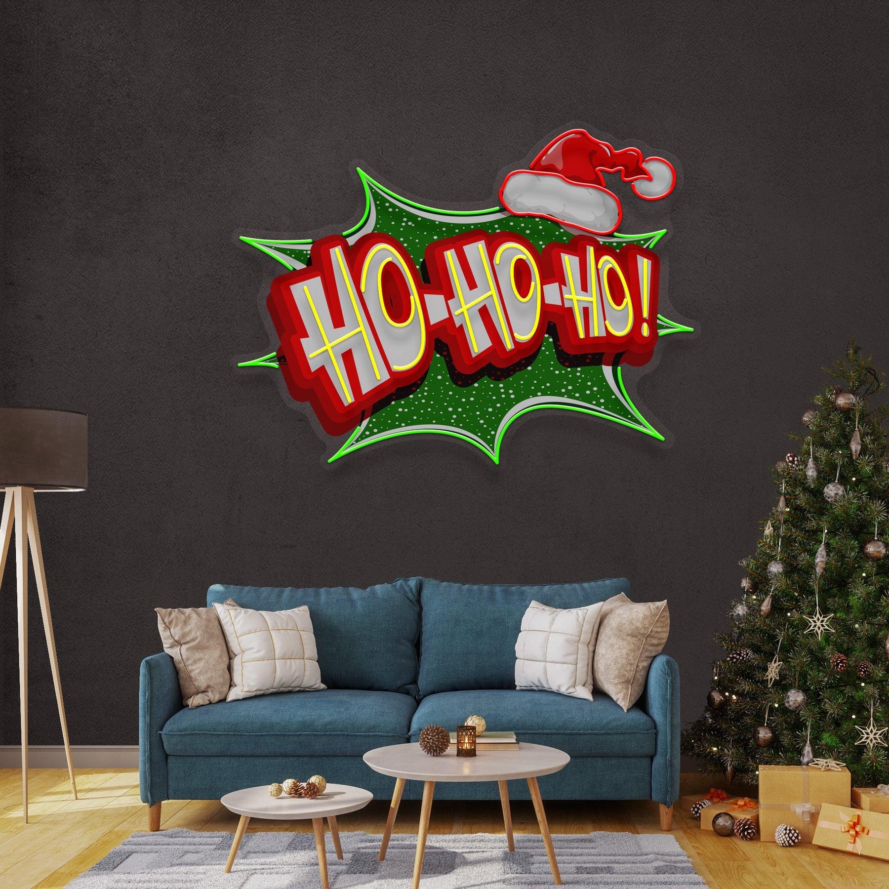 Santa Laughing Christmas LED Neon Acrylic Artwork