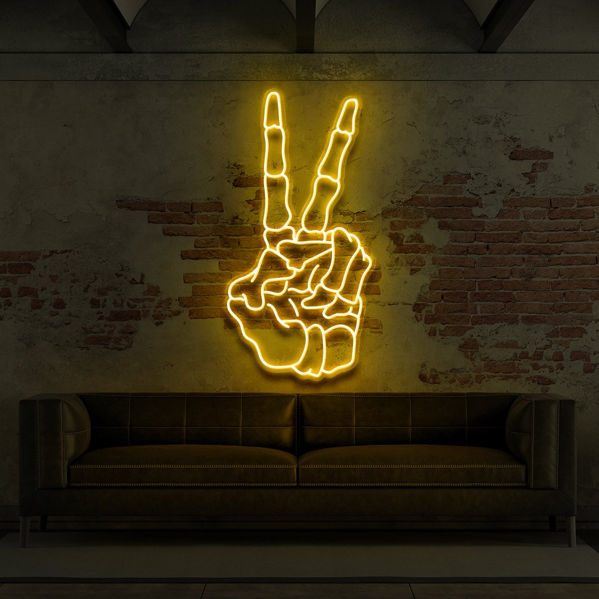 "Skeleton Peace Sign" Neon Sign for Tattoo Parlours