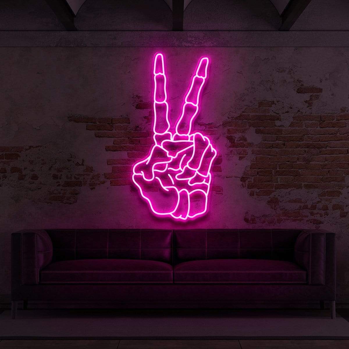 "Skeleton Peace Sign" Neon Sign for Tattoo Parlours