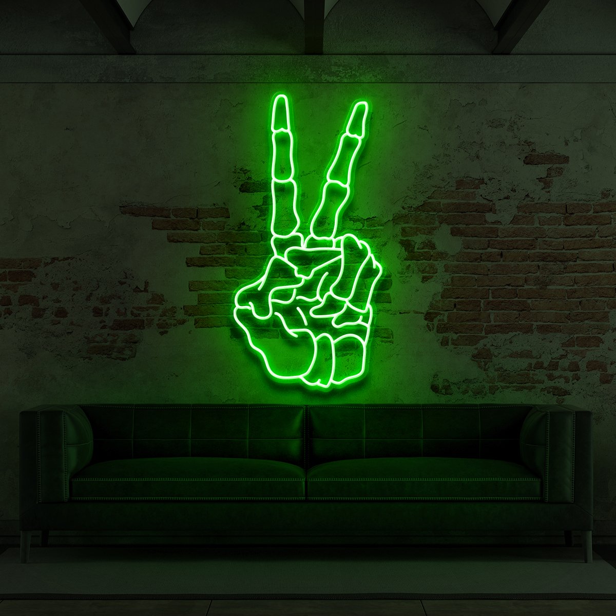 "Skeleton Peace Sign" Neon Sign for Tattoo Parlours