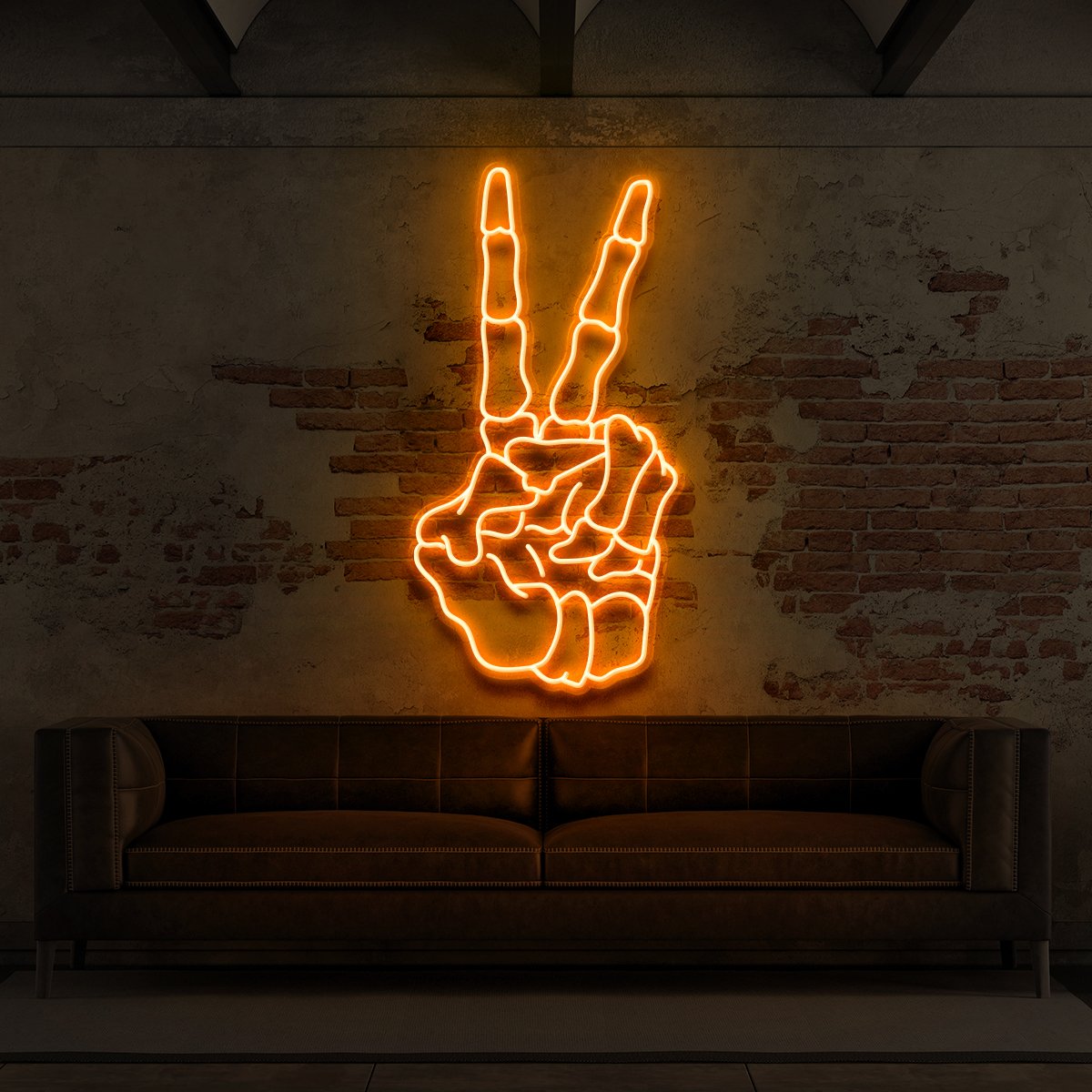"Skeleton Peace Sign" Neon Sign for Tattoo Parlours