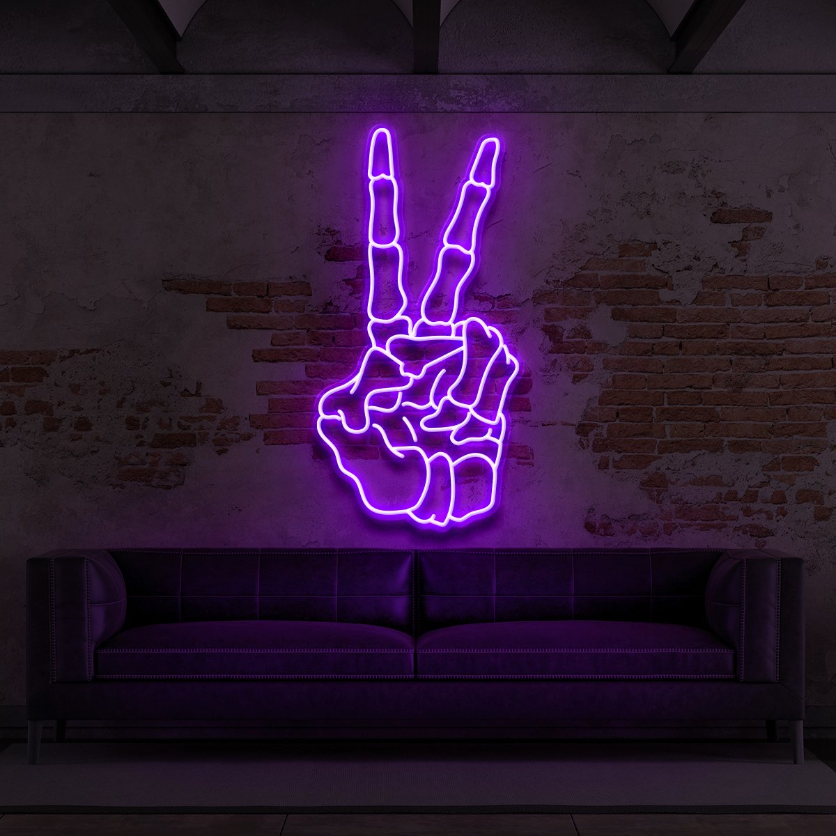 "Skeleton Peace Sign" Neon Sign for Tattoo Parlours