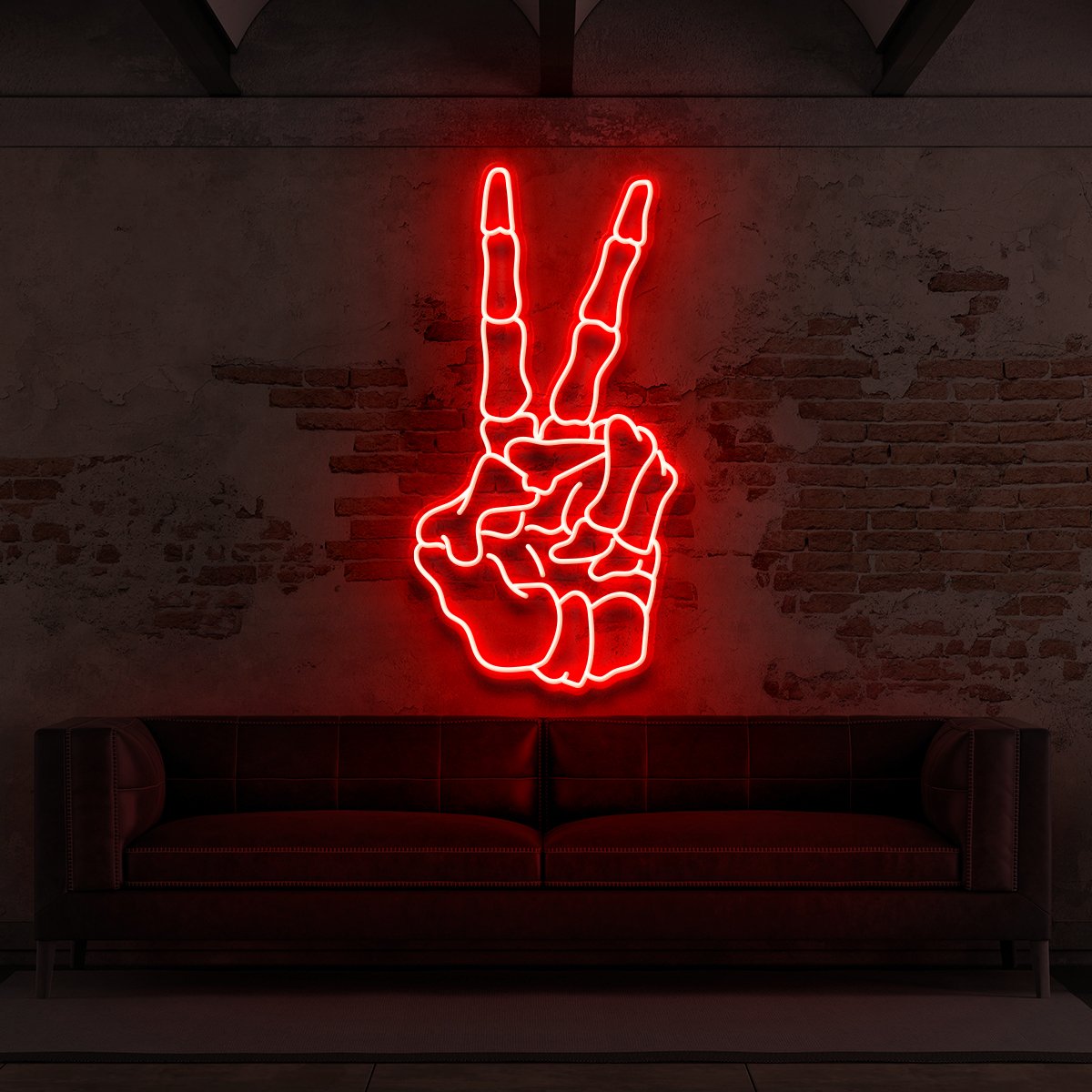 "Skeleton Peace Sign" Neon Sign for Tattoo Parlours