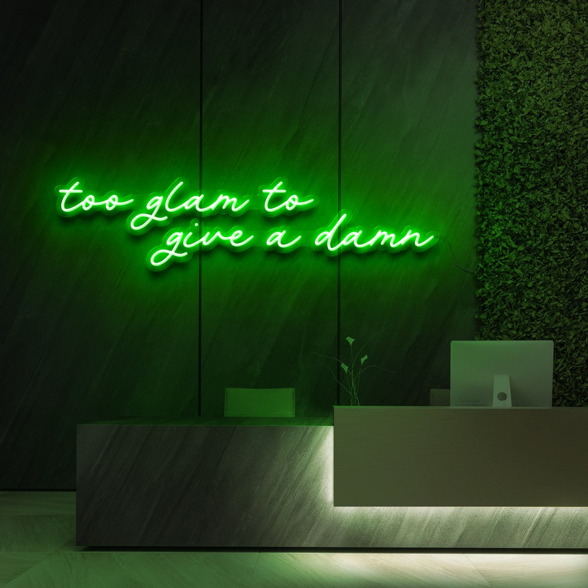 "Too Glam to Give a Damn" Neon Sign for Beauty & Cosmetic Studios