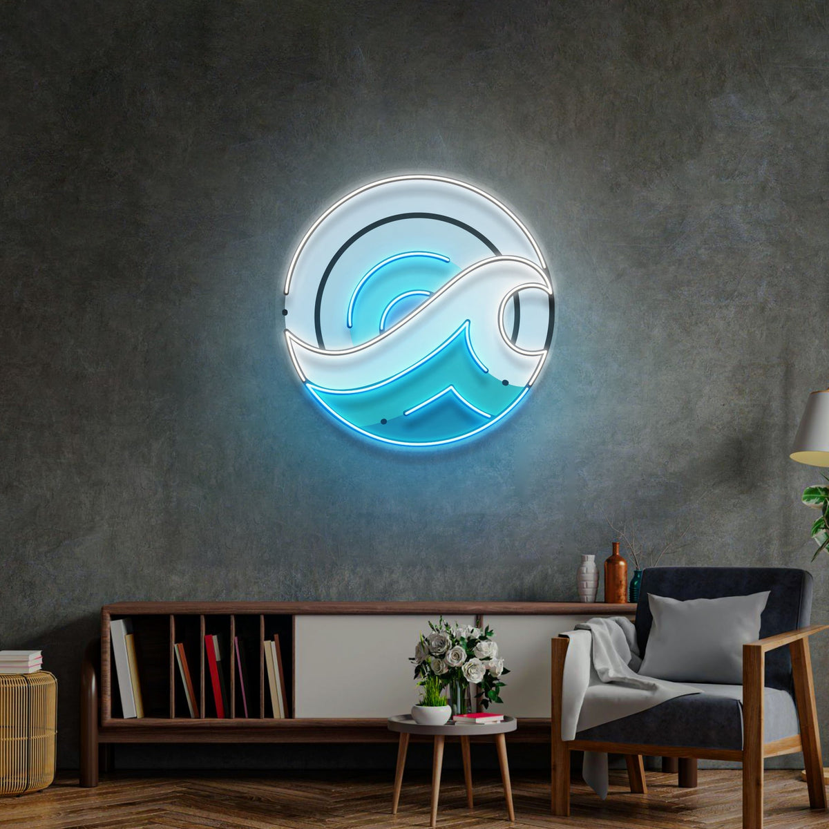 Wave Circle Led Neon Acrylic Artwork