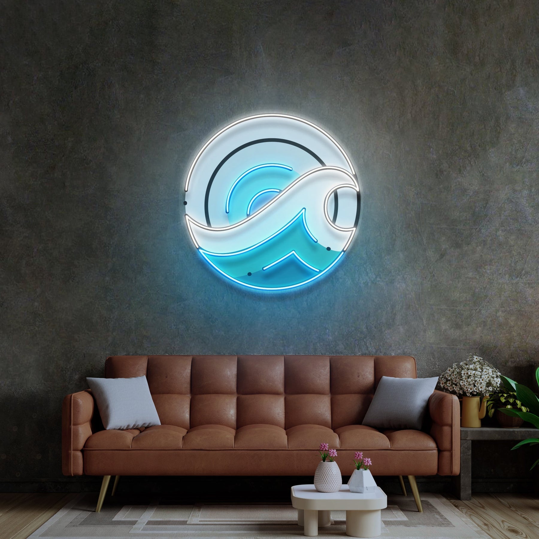 Wave Circle Led Neon Acrylic Artwork