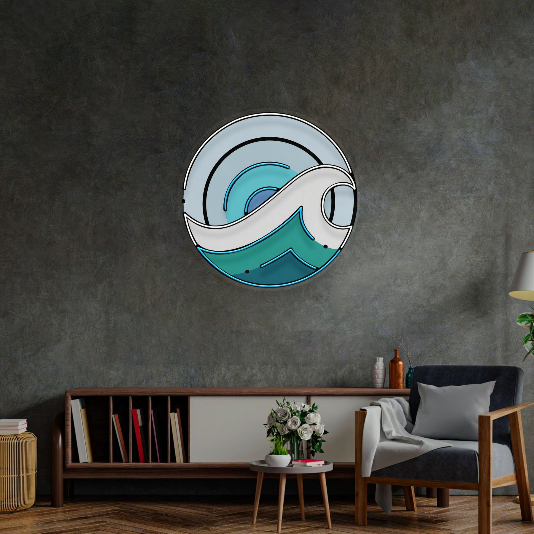 Wave Circle Led Neon Acrylic Artwork