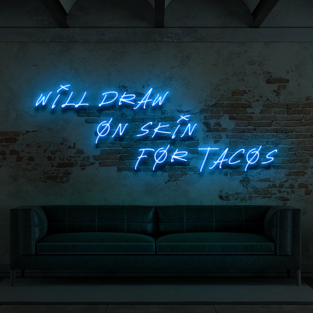 "Will Draw On Skin For Tacos" Neon Sign for Tattoo Parlours