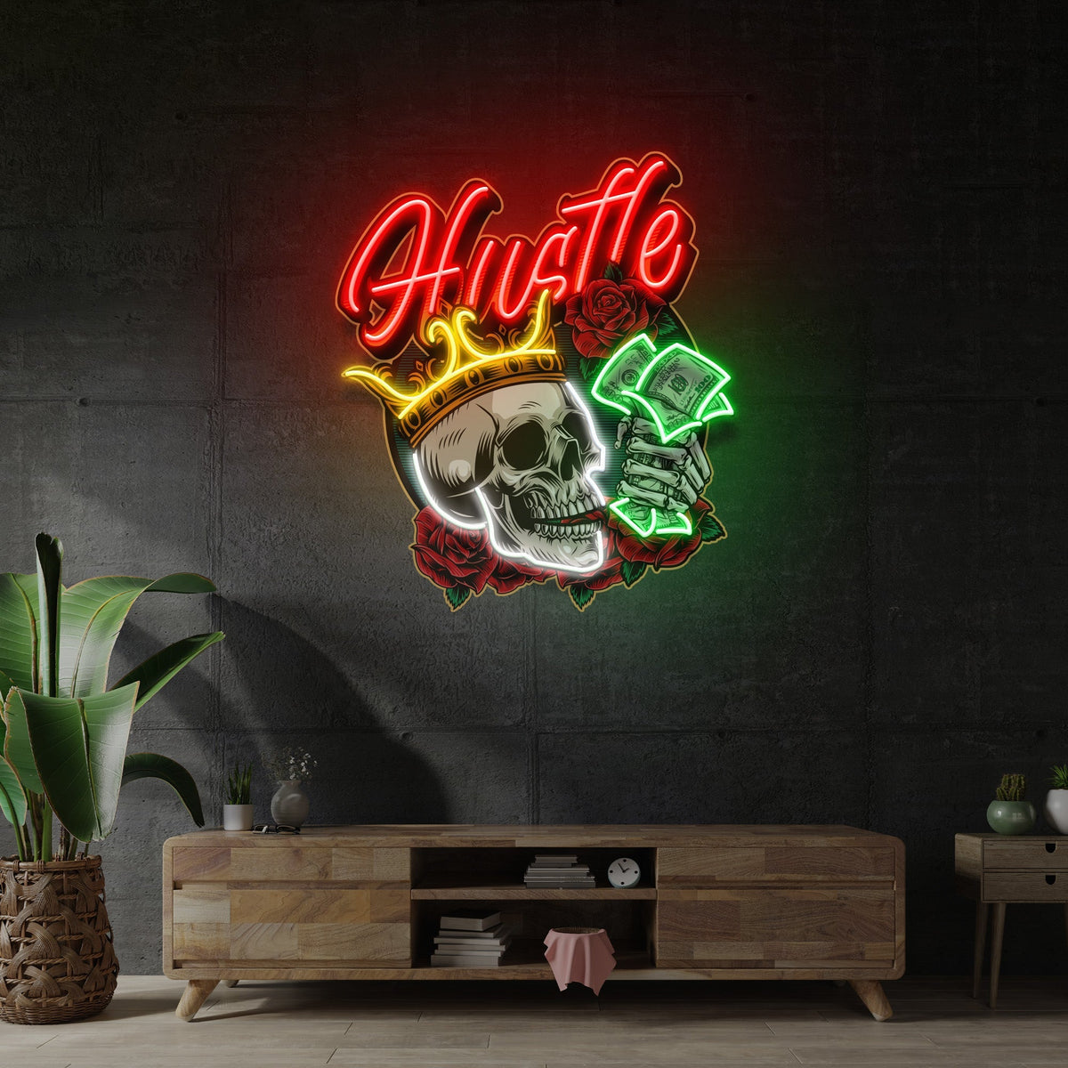 Rich Skull LED Neon Sign Light Pop Art