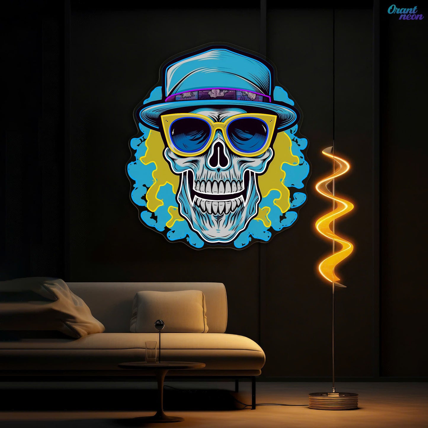Death's Vacation: Skulls in Paradise Neon Sign Light Artwork