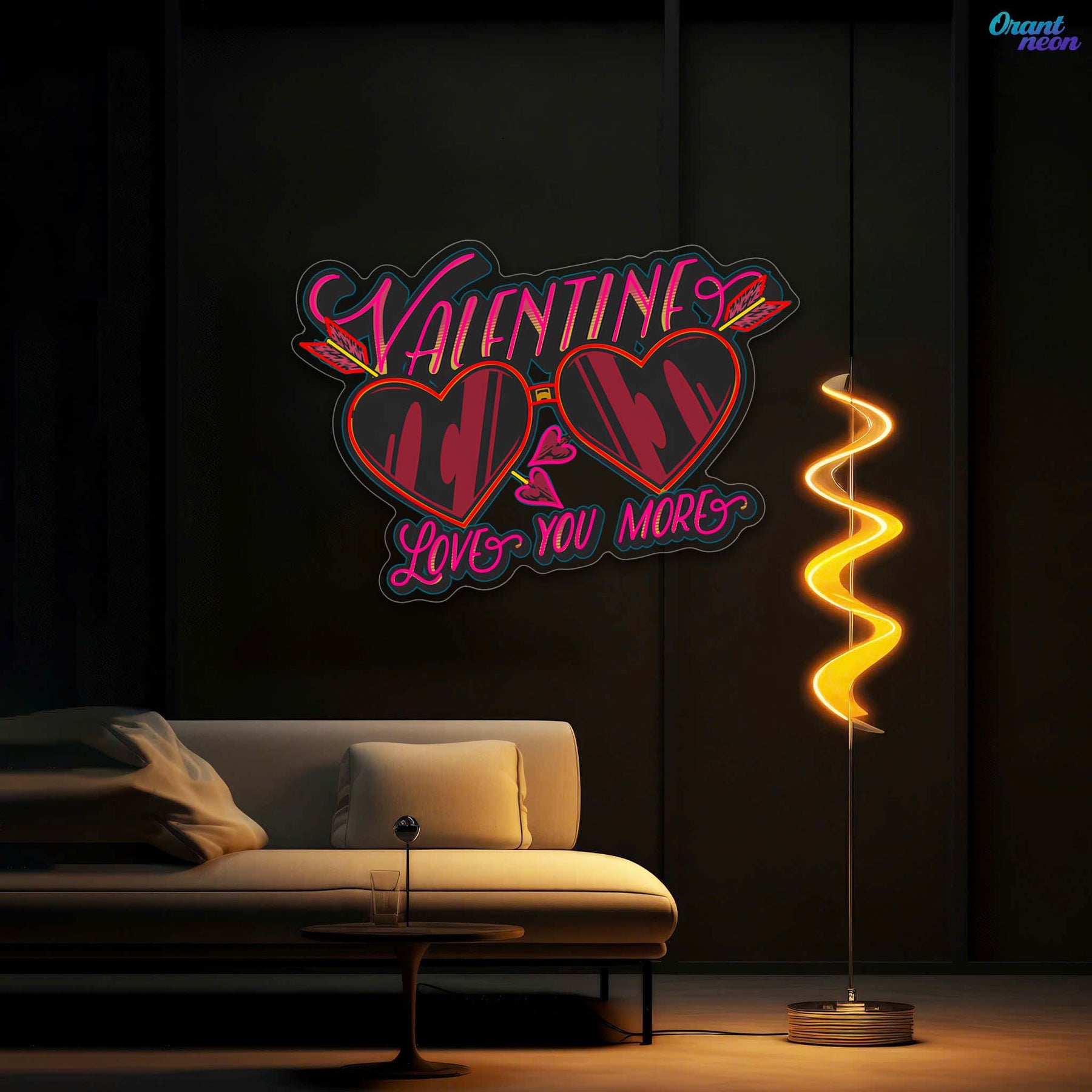 Through Glasses, Straight to the Heart Best Gift For Valentine Neon Sight Light Artwork
