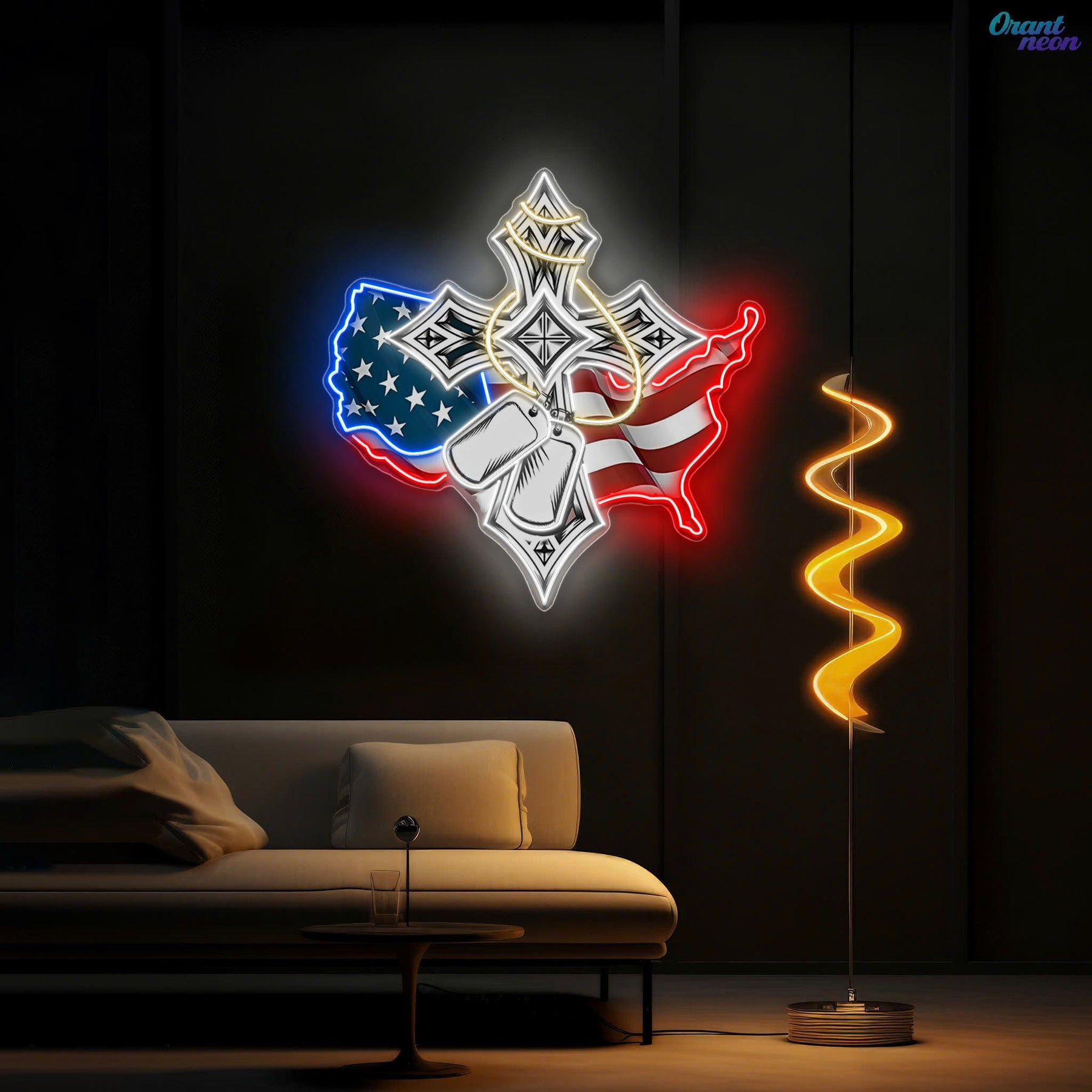 Blessed by Freedom, Guided by Faith best Gift for Veteran Neon Sign Light Artwork