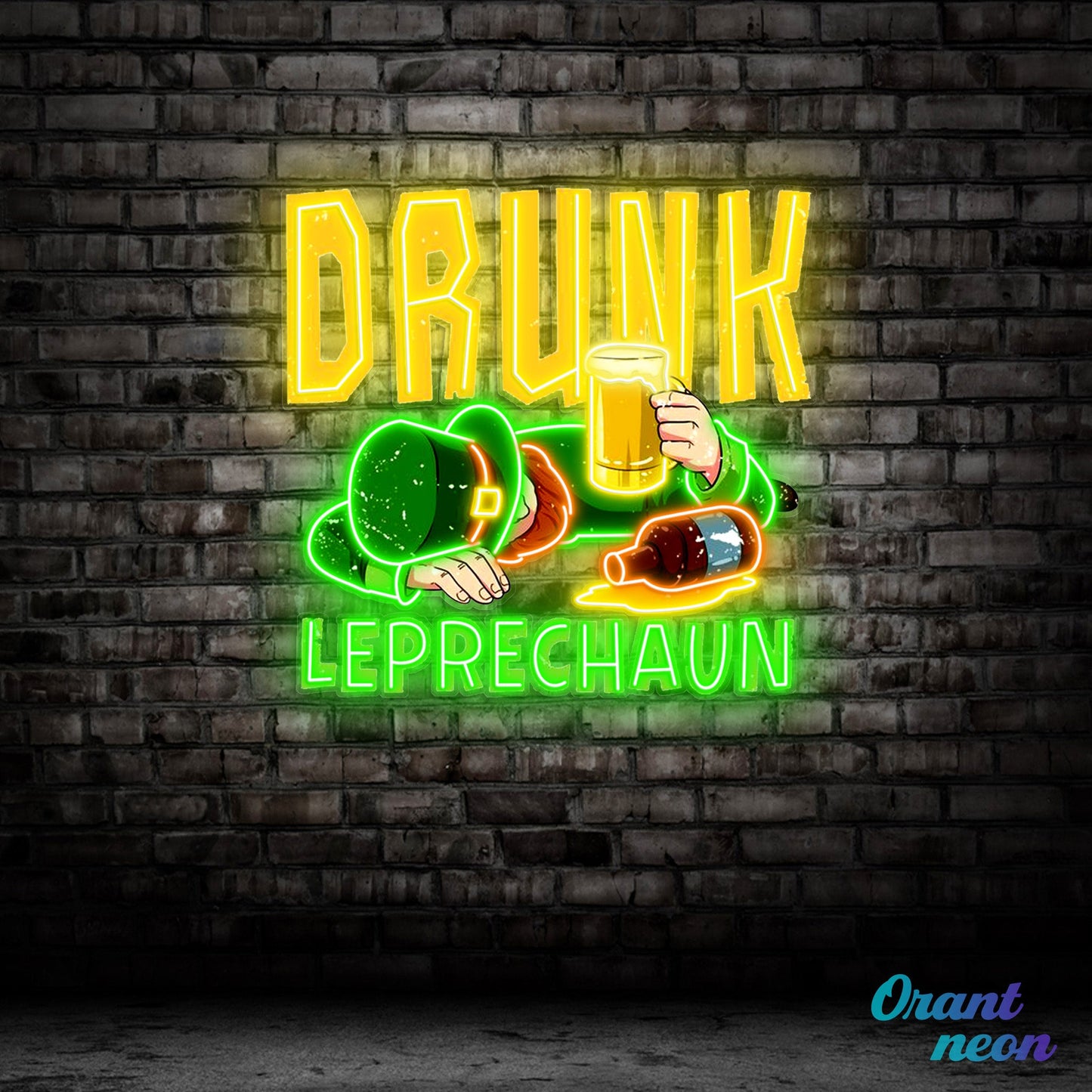 Patrick's Day Fainted Drunken Goblin Led Neon Acrylic Artwork