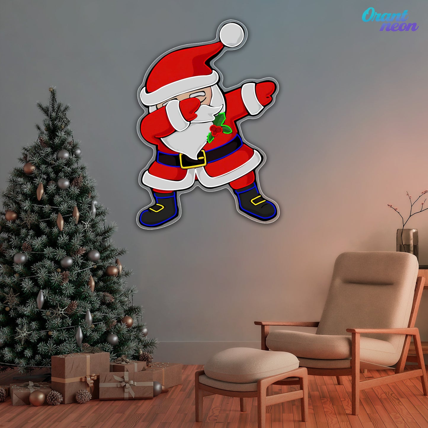 Dabbin' Santa Style Neon Sign Light Artwork