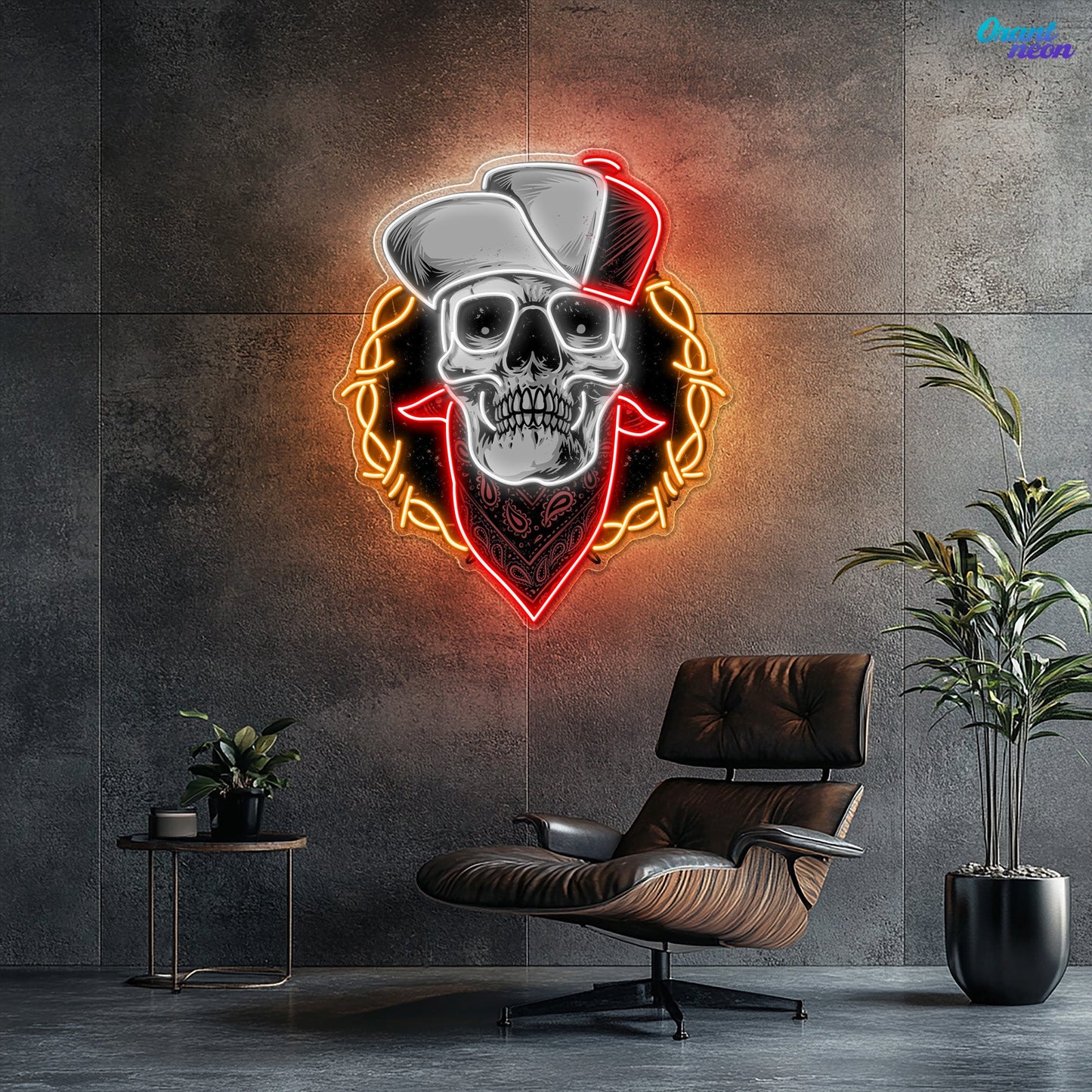 Head of the Dead: Neon Skull with Hat Neon Sign Light Artwork