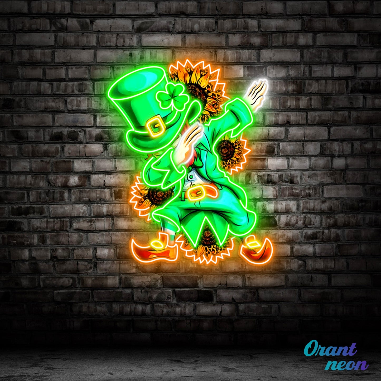 Patrick's Day Goblin A Dap with Sunflowers Led Neon Acrylic Artwork